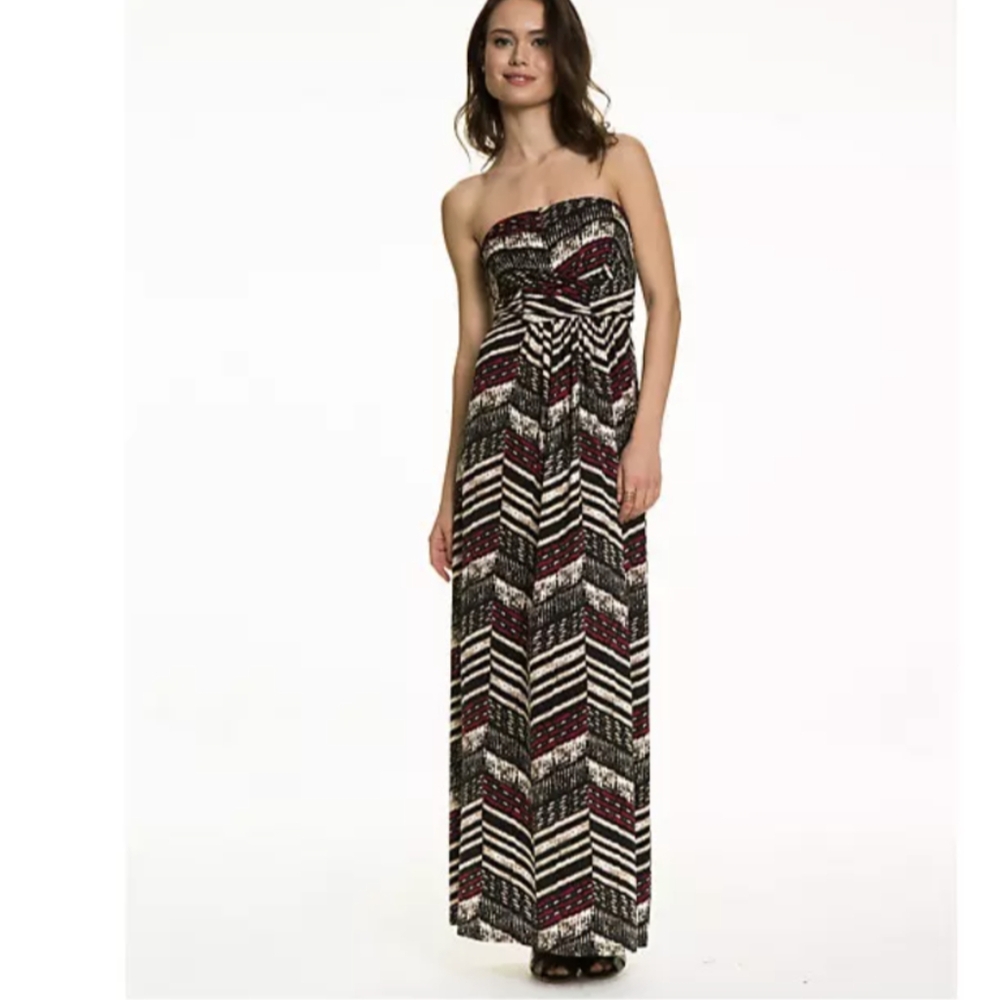 3 for $30 Le Chateau Bohemian Maxi Strapless Dress Size L Black EUC